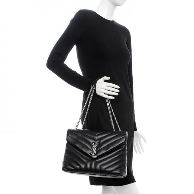 Saint Laurent Monogram Loulou Calfskin Y Quilted Monogram Medium Chain Satchel Black Leather Shoulder Bag