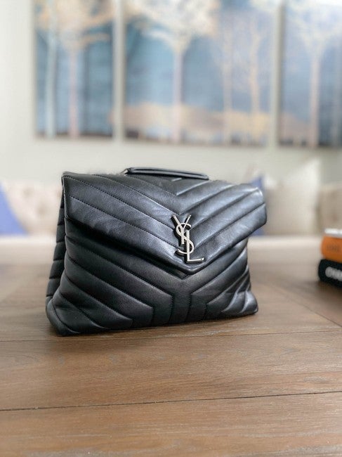 Saint Laurent Monogram Loulou Calfskin Y Quilted Monogram Medium Chain Satchel Black Leather Shoulder Bag