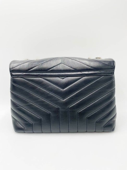 Saint Laurent Monogram Loulou Calfskin Y Quilted Monogram Medium Chain Satchel Black Leather Shoulder Bag