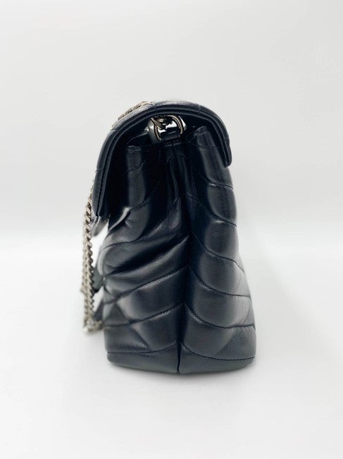 Saint Laurent Monogram Loulou Calfskin Y Quilted Monogram Medium Chain Satchel Black Leather Shoulder Bag