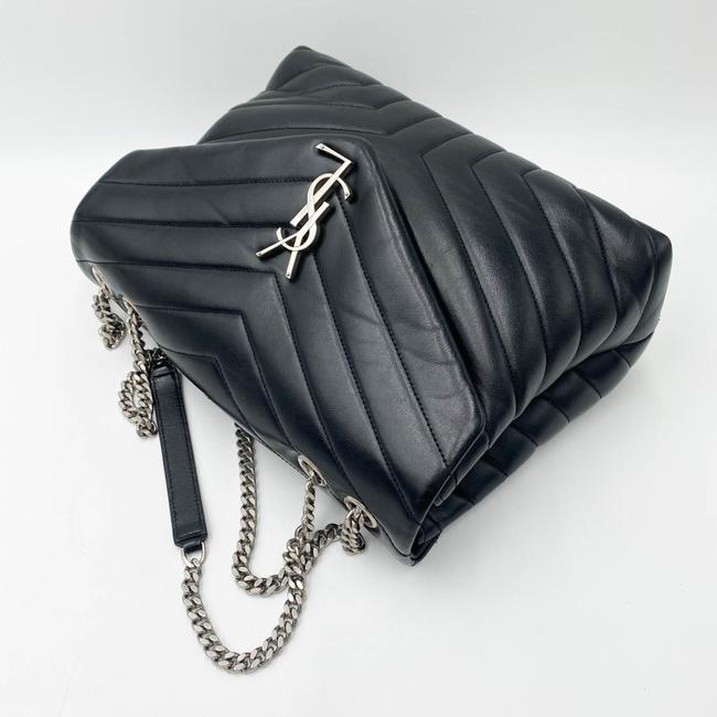 Saint Laurent Monogram Loulou Calfskin Y Quilted Monogram Medium Chain Satchel Black Leather Shoulder Bag