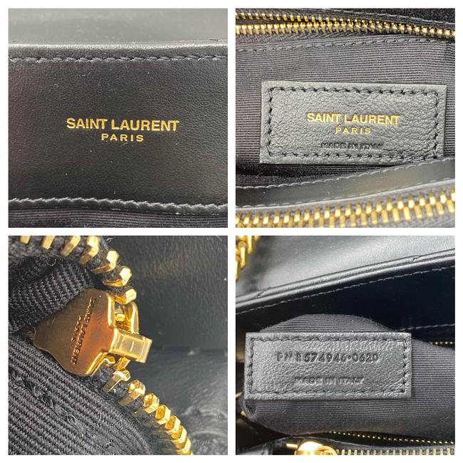 Saint Laurent Monogram Loulou Calfskin Y Quilted Monogram Medium Chain Satchel Black Leather Tote