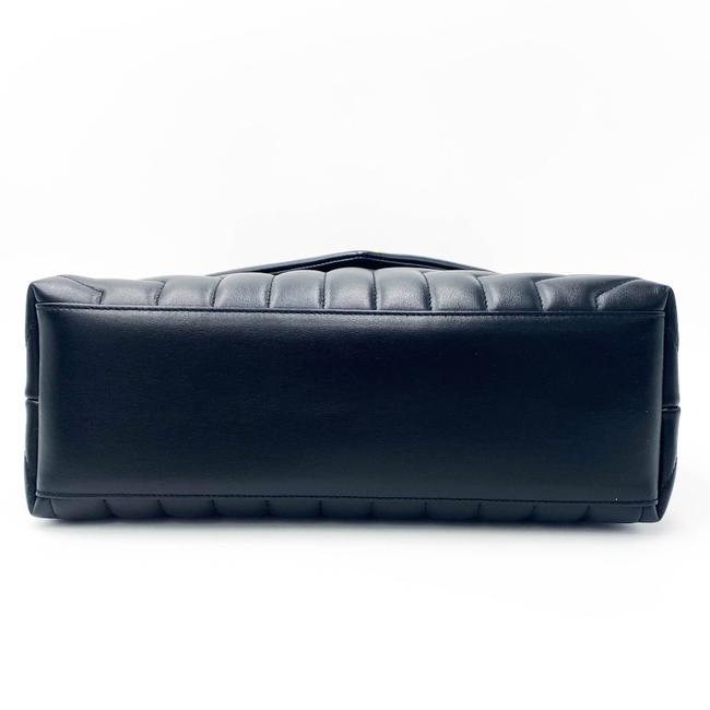 Saint Laurent Monogram Loulou Calfskin Y Quilted Monogram Medium Chain Satchel Black Leather Tote