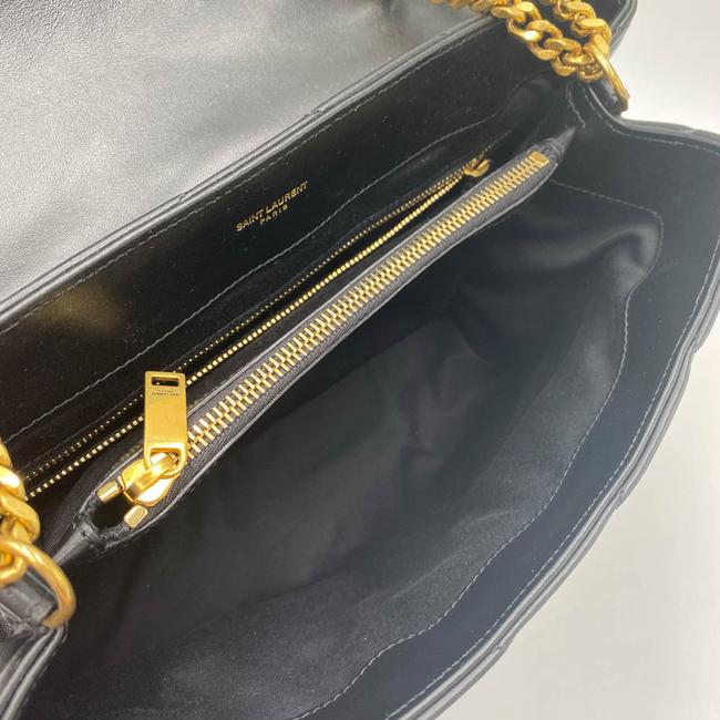 Saint Laurent Monogram Loulou Calfskin Y Quilted Monogram Medium Chain Satchel Black Leather Tote