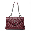 Saint Laurent Monogram Loulou Calfskin Y Quilted Monogram Medium Chain Satchel Palissandre Red Leather Shoulder Bag
