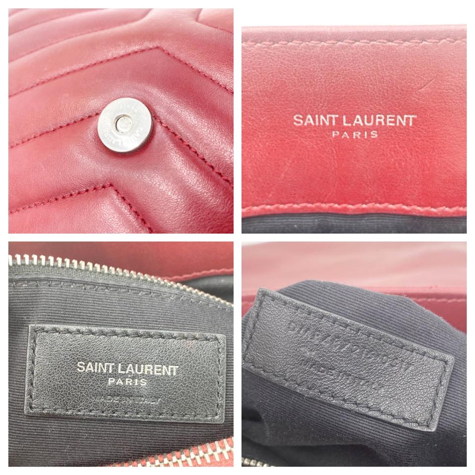 Saint Laurent Monogram Loulou Calfskin Y Quilted Monogram Medium Chain Satchel Palissandre Red Leather Shoulder Bag
