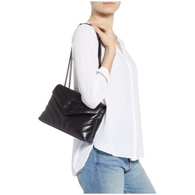 Saint Laurent Monogram Loulou Calfskin Y Quilted Monogram Small Chain Satchel Black Leather Shoulder Bag