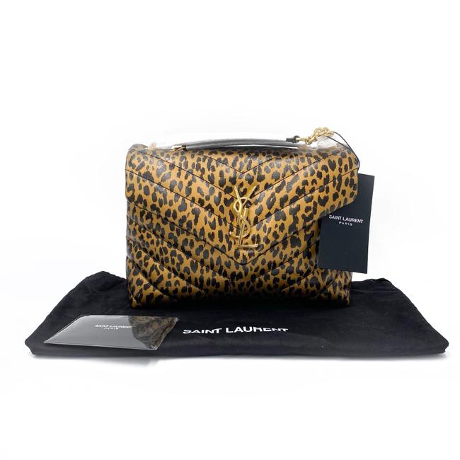 Saint Laurent Monogram Loulou Calfskin Y Quilted Monogram Small Chain Satchel Leopard Black Leather Shoulder Bag