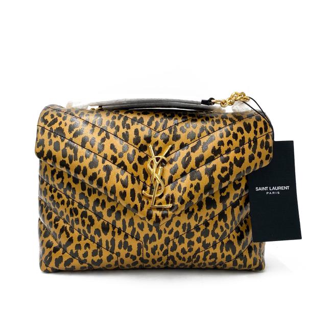 Saint Laurent Monogram Loulou Calfskin Y Quilted Monogram Small Chain Satchel Leopard Black Leather Shoulder Bag