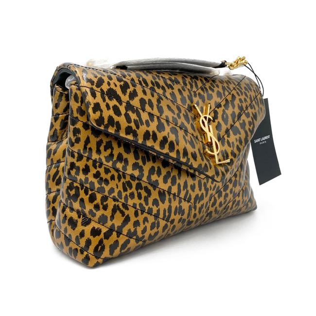 Saint Laurent Monogram Loulou Calfskin Y Quilted Monogram Small Chain Satchel Leopard Black Leather Shoulder Bag