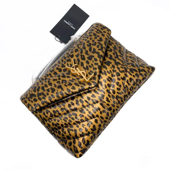 Saint Laurent Monogram Loulou Calfskin Y Quilted Monogram Small Chain Satchel Leopard Black Leather Shoulder Bag