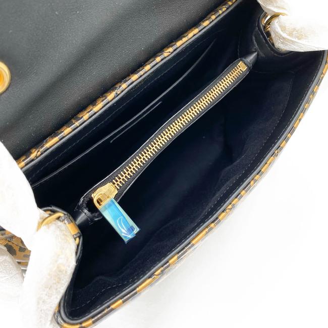 Saint Laurent Monogram Loulou Calfskin Y Quilted Monogram Small Chain Satchel Leopard Black Leather Shoulder Bag