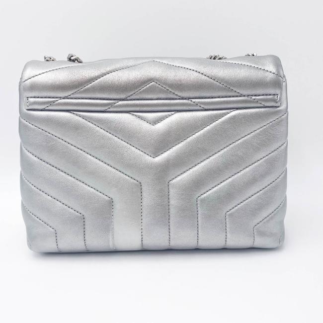 Saint Laurent Monogram Loulou Calfskin Y Quilted Monogram Small Chain Satchel Silver Leather Shoulder Bag