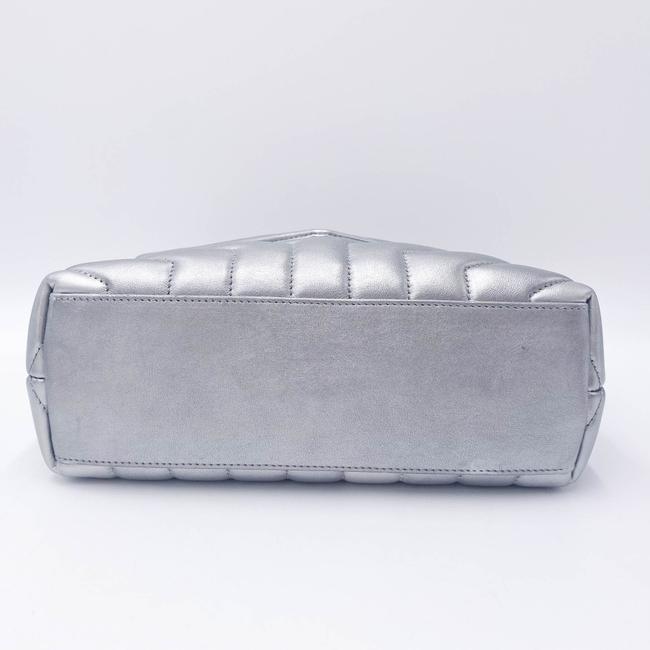 Saint Laurent Monogram Loulou Calfskin Y Quilted Monogram Small Chain Satchel Silver Leather Shoulder Bag