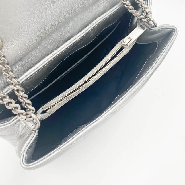 Saint Laurent Monogram Loulou Calfskin Y Quilted Monogram Small Chain Satchel Silver Leather Shoulder Bag
