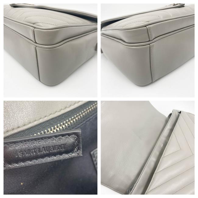 Saint Laurent Monogram Loulou Calfskin Y Quilted Pearl Grey Leather Shoulder Bag