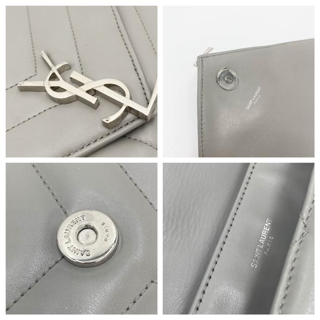 Saint Laurent Monogram Loulou Calfskin Y Quilted Pearl Grey Leather Shoulder Bag