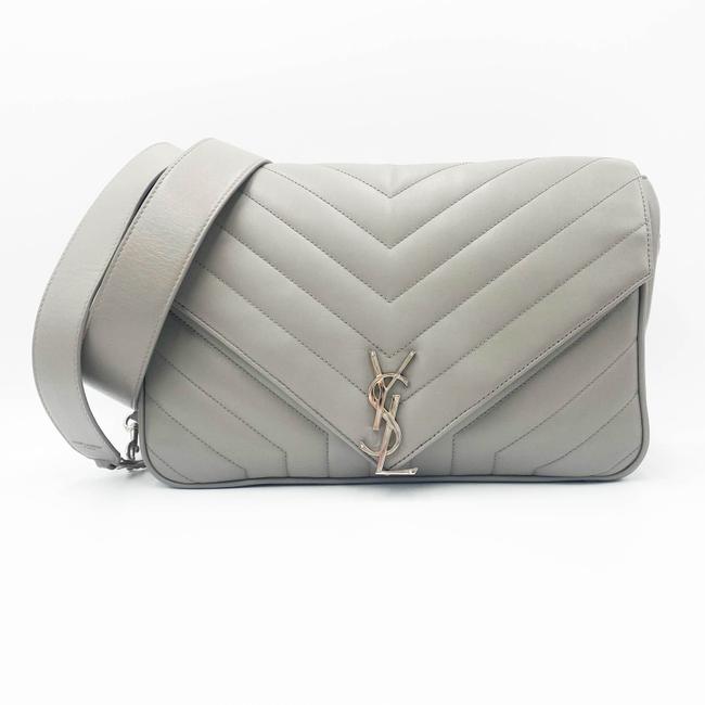 Saint Laurent Monogram Loulou Calfskin Y Quilted Pearl Grey Leather Shoulder Bag