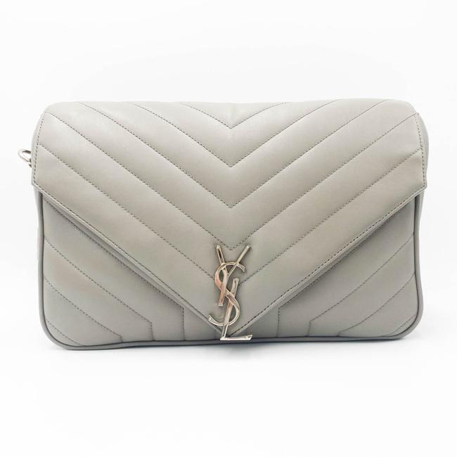 Saint Laurent Monogram Loulou Calfskin Y Quilted Pearl Grey Leather Shoulder Bag