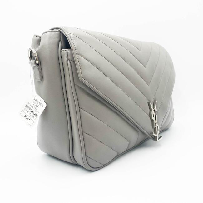 Saint Laurent Monogram Loulou Calfskin Y Quilted Pearl Grey Leather Shoulder Bag