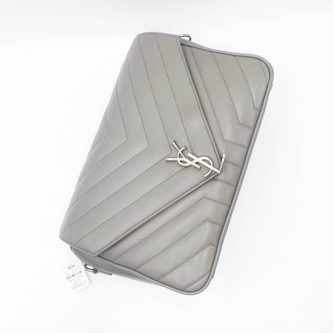 Saint Laurent Monogram Loulou Calfskin Y Quilted Pearl Grey Leather Shoulder Bag