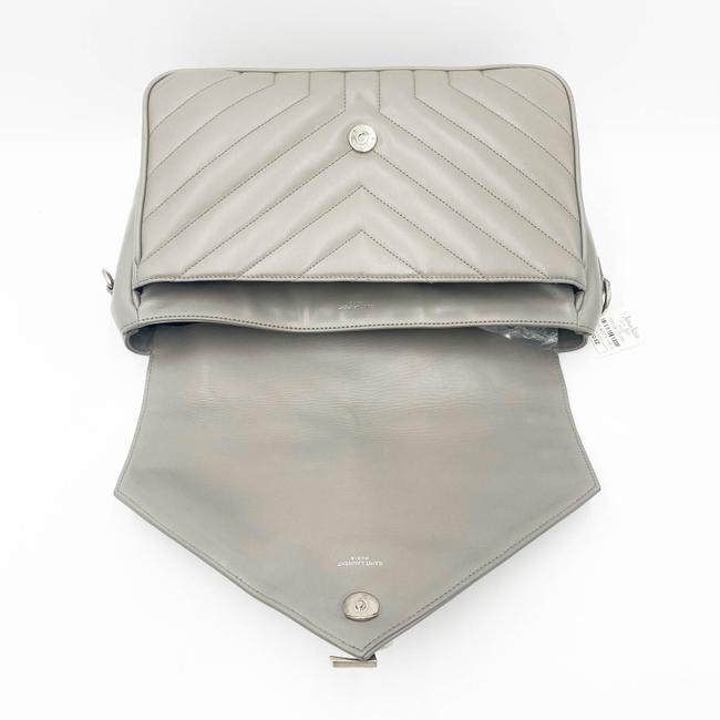 Saint Laurent Monogram Loulou Calfskin Y Quilted Pearl Grey Leather Shoulder Bag