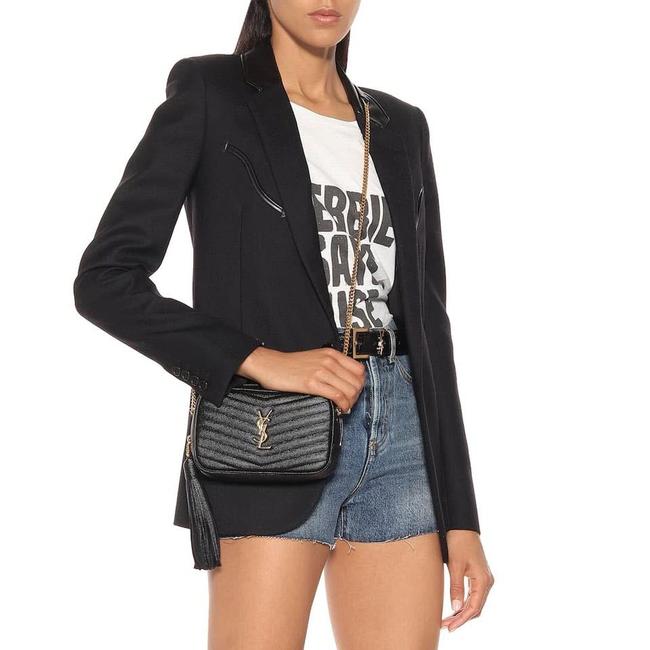 Saint Laurent Monogram Loulou Camera Lou Monogram Mini Black Leather Cross Body Bag