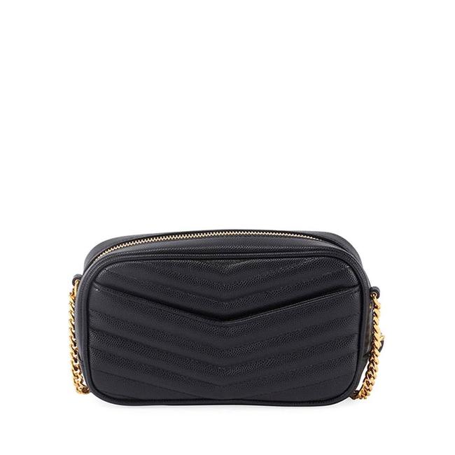 Saint Laurent Monogram Loulou Camera Lou Monogram Mini Black Leather Cross Body Bag