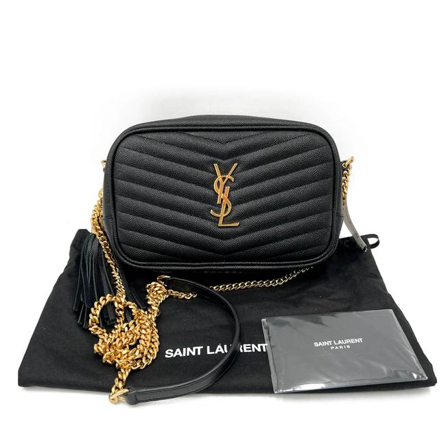 Saint Laurent Monogram Loulou Camera Lou Monogram Mini Black Leather Cross Body Bag