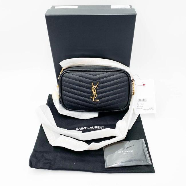 Saint Laurent Monogram Loulou Camera Lou Monogram Mini Black Leather Cross Body Bag