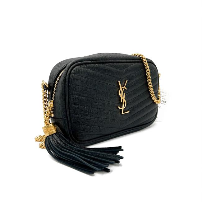 Saint Laurent Monogram Loulou Camera Lou Monogram Mini Black Leather Cross Body Bag