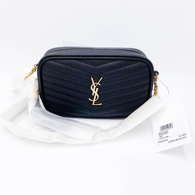 Saint Laurent Monogram Loulou Camera Lou Monogram Mini Black Leather Cross Body Bag