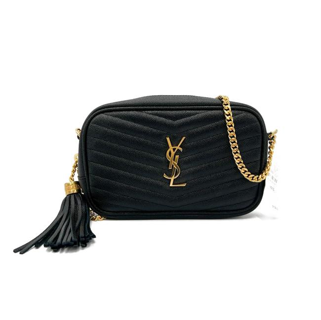 Saint Laurent Monogram Loulou Camera Lou Monogram Mini Black Leather Cross Body Bag