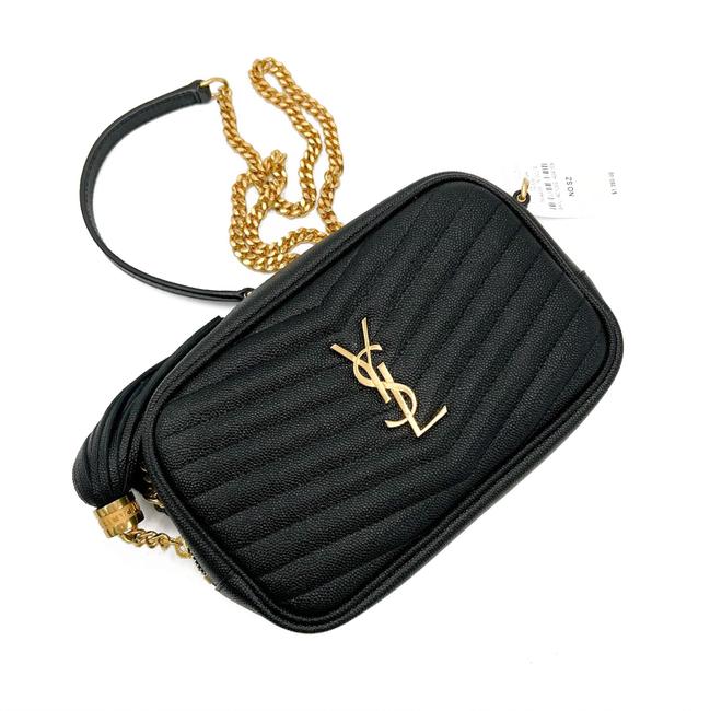 Saint Laurent Monogram Loulou Camera Lou Monogram Mini Black Leather Cross Body Bag