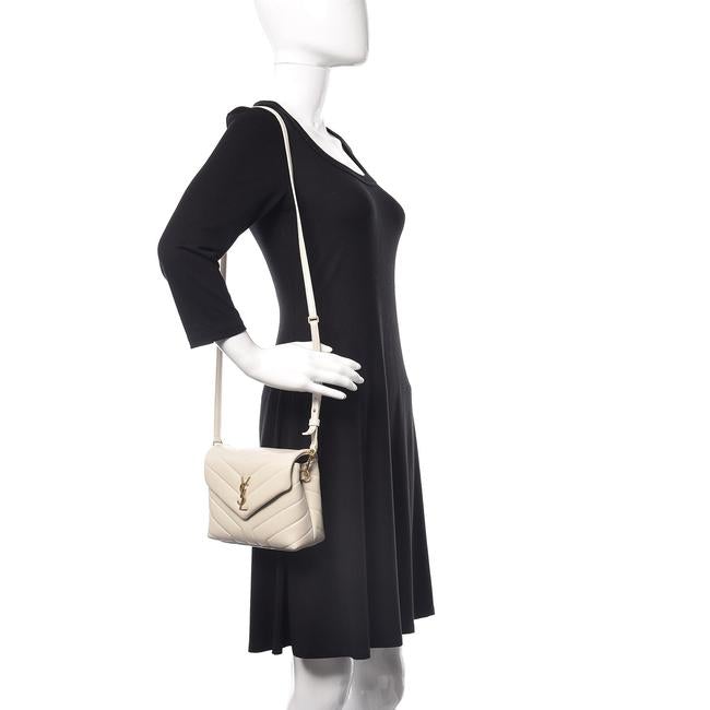 Saint Laurent Monogram Loulou Y Quilted Monogram Toy Ivory Crema Soft White Calfskin Leather Shoulder Bag