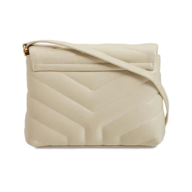 Saint Laurent Monogram Loulou Y Quilted Monogram Toy Ivory Crema Soft White Calfskin Leather Shoulder Bag