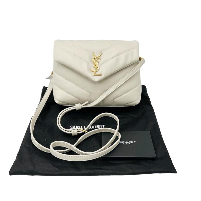 Saint Laurent Monogram Loulou Y Quilted Monogram Toy Ivory Crema Soft White Calfskin Leather Shoulder Bag