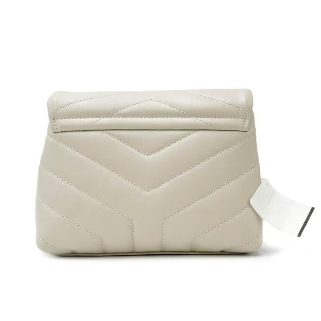 Saint Laurent Monogram Loulou Y Quilted Monogram Toy Ivory Crema Soft White Calfskin Leather Shoulder Bag