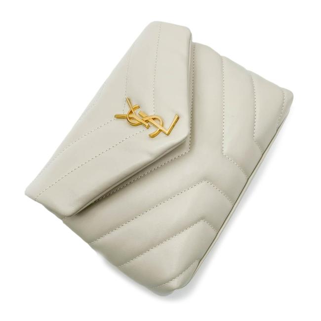 Saint Laurent Monogram Loulou Y Quilted Monogram Toy Ivory Crema Soft White Calfskin Leather Shoulder Bag