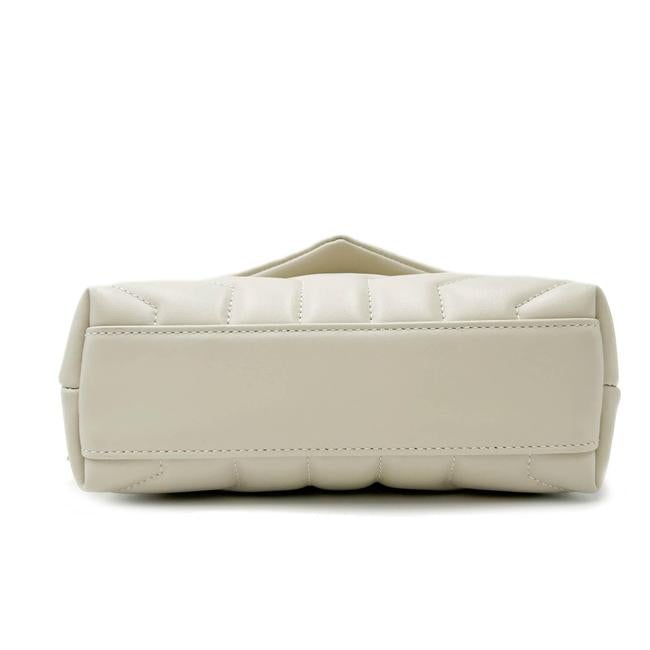 Saint Laurent Monogram Loulou Y Quilted Monogram Toy Ivory Crema Soft White Calfskin Leather Shoulder Bag