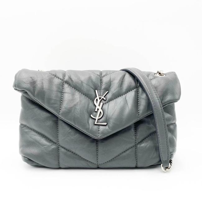 Saint Laurent Monogram Loulou Crossbody Mini Puffer Grey Leather Shoulder Bag