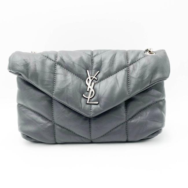 Saint Laurent Monogram Loulou Crossbody Mini Puffer Grey Leather Shoulder Bag