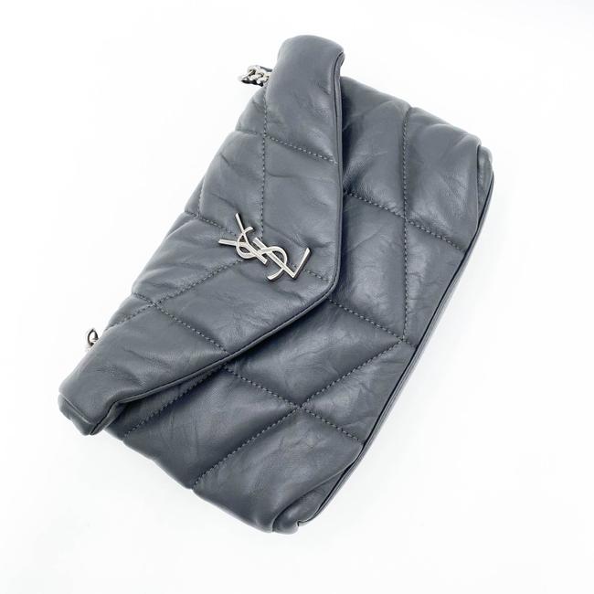 Saint Laurent Monogram Loulou Crossbody Mini Puffer Grey Leather Shoulder Bag
