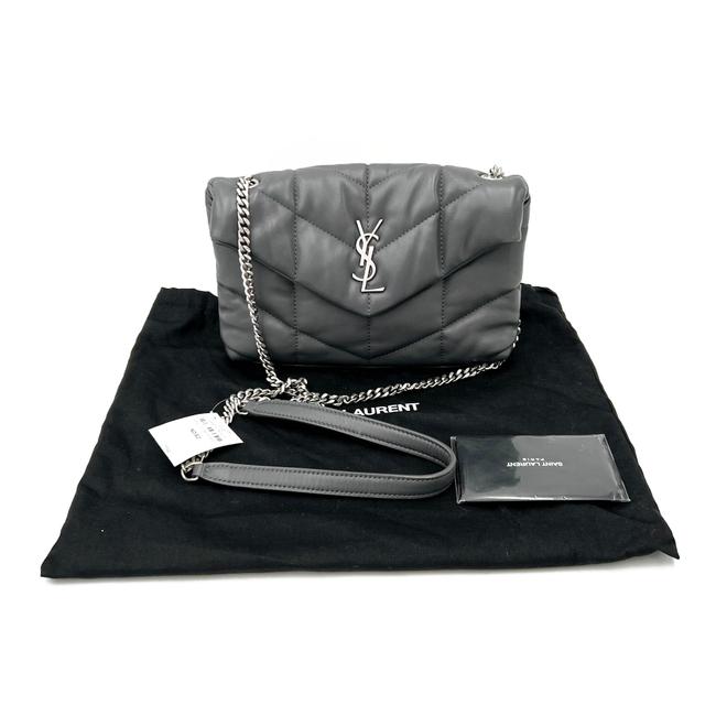 Saint Laurent Monogram Loulou Lou Mini Puffer Grey Leather Shoulder Bag