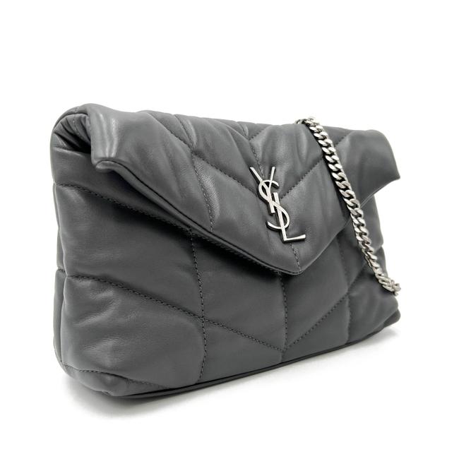 Saint Laurent Monogram Loulou Lou Mini Puffer Grey Leather Shoulder Bag