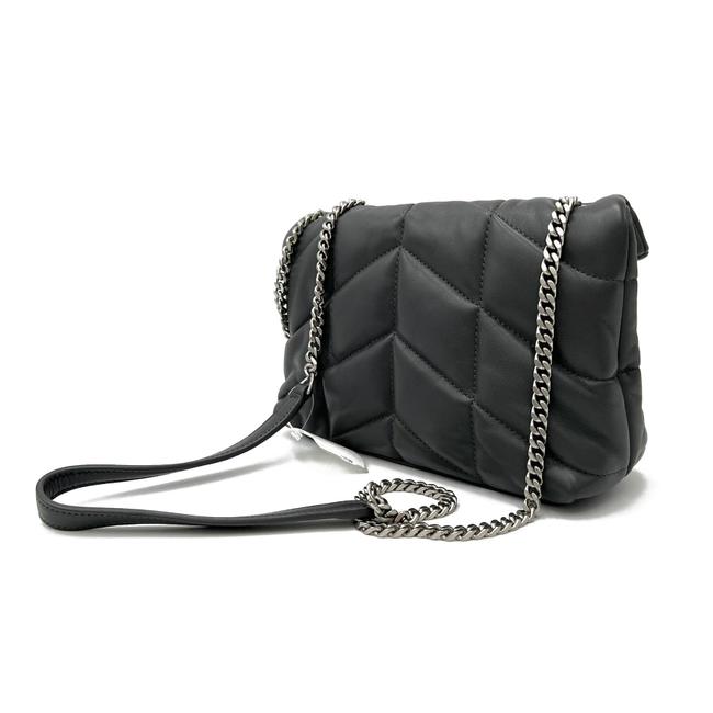 Saint Laurent Monogram Loulou Lou Mini Puffer Grey Leather Shoulder Bag