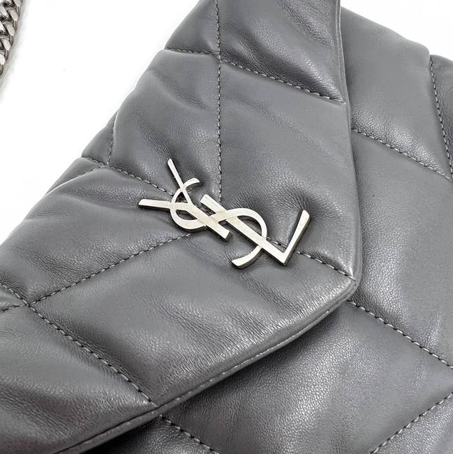 Saint Laurent Monogram Loulou Lou Mini Puffer Grey Leather Shoulder Bag
