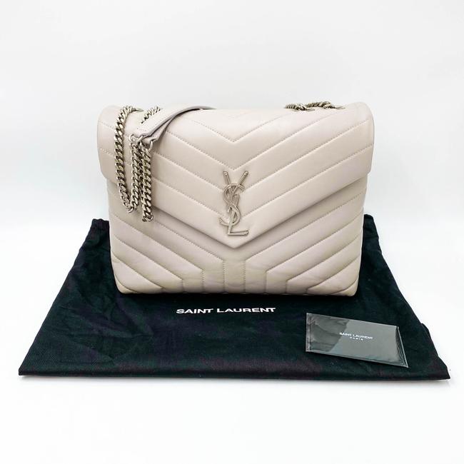 Saint Laurent Monogram Loulou Medium Matelasse Grey Leather Shoulder Bag