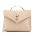 Saint Laurent Monogram Loulou Medium Monogram Dark Beige Leather Shoulder Bag