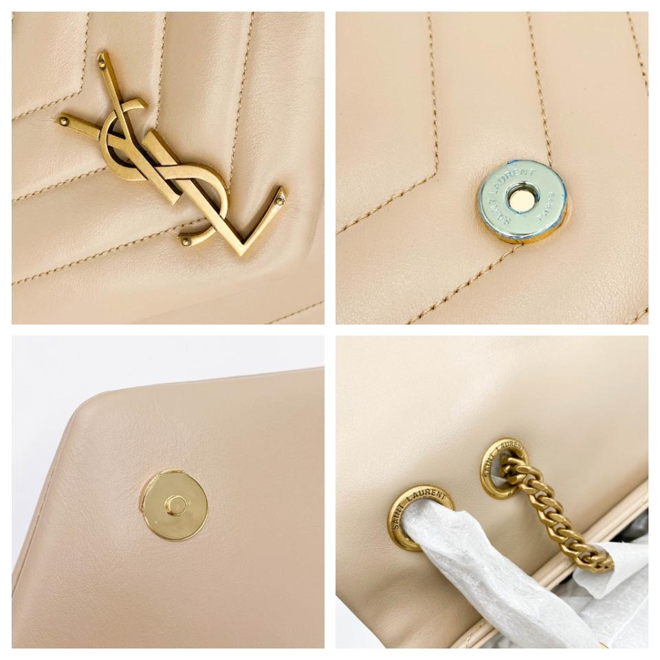 Saint Laurent Monogram Loulou Medium Monogram Dark Beige Leather Shoulder Bag